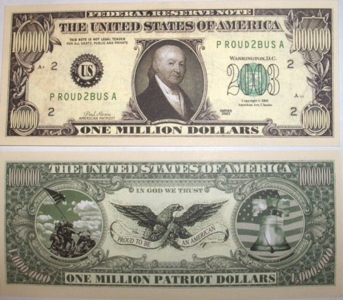 Set of 10 Bills-Patriot Million Dollar Bill by Novelties Wholesale