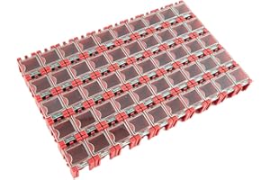50-Pack Plastic for SMD Component Storage Boxes, Modular Electronic Parts Organizer with Elastic Closure for Resistors Capaci