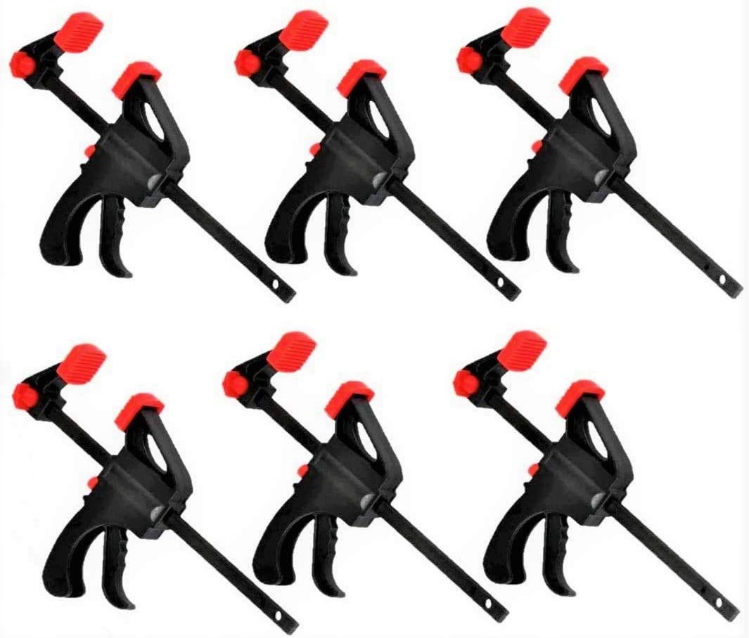 KAHEIGN 6Pcs Quick Grip Clamps, 4 inch Ratchet Bar Clamps One Hand Quick-Release Bar Clamp for Wood Fast Easy Clamping