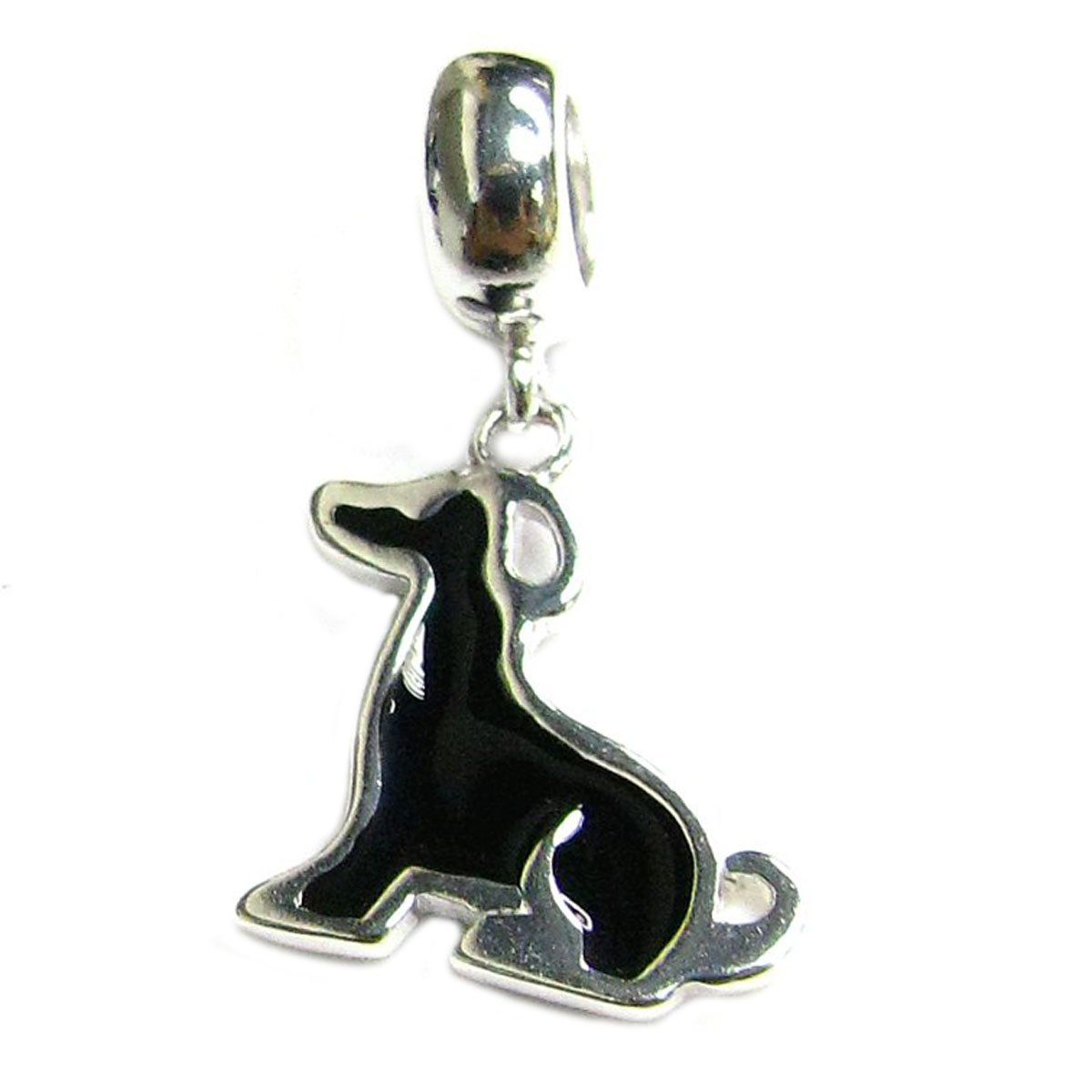 Queenberry Sterling Silver Guard Dog Enamel European Style Dangle Bead Charm