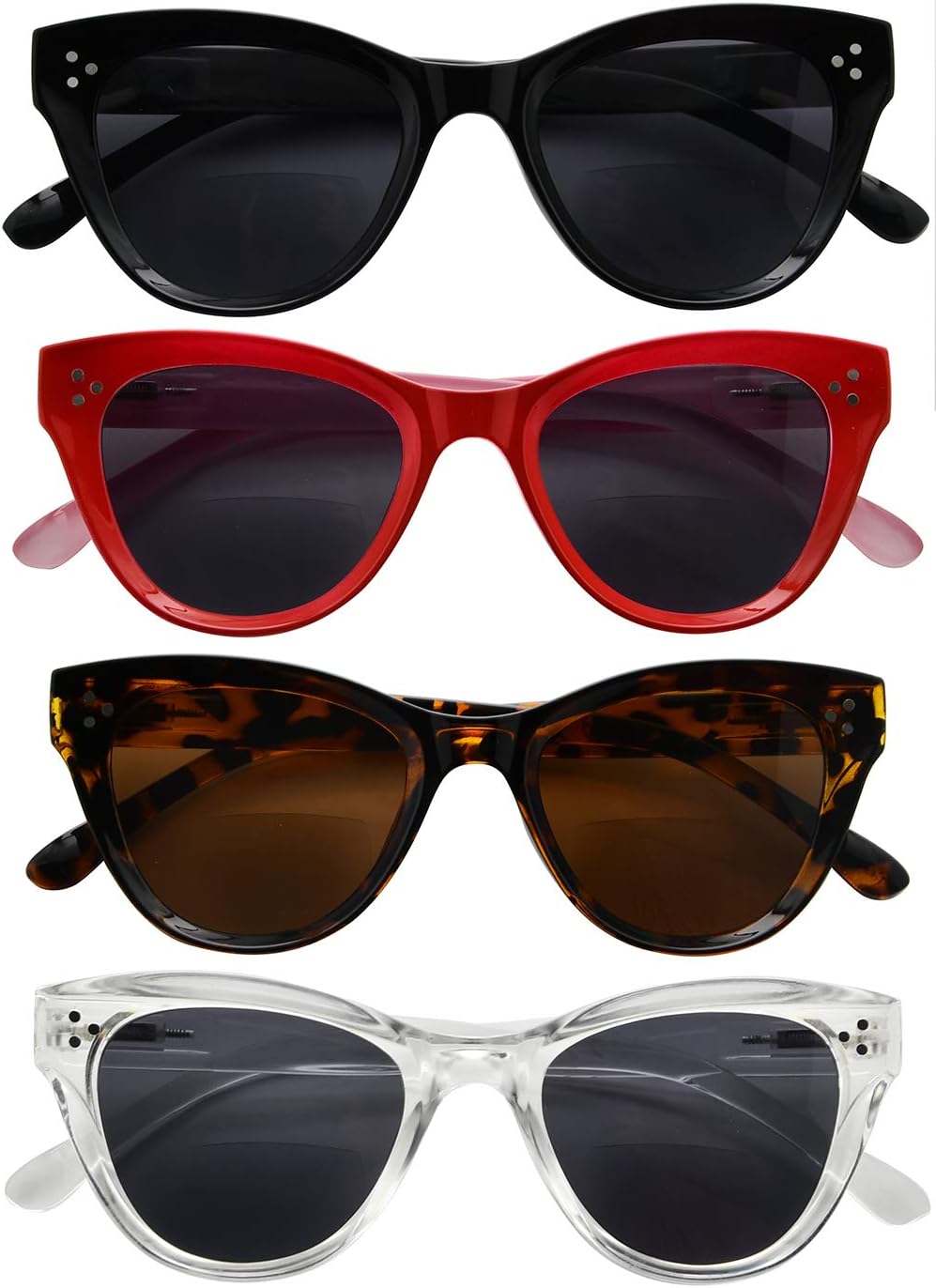 Eyekeeper 4-Packing Oversize Cat-Eye Bifocal Sunglasses for Women Reading Tinted Lens +1.00, 4 works Mix - Image 3