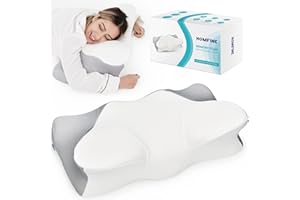 HOMFINE Cervical Memory Foam Pillow - Ergonomic Contour Pillow for Neck and Shoulder Pain Relief, Orthopedic Pillow for Neck Support, Butterfly Pillow for Side, Back Sleepers (Grey, Large)