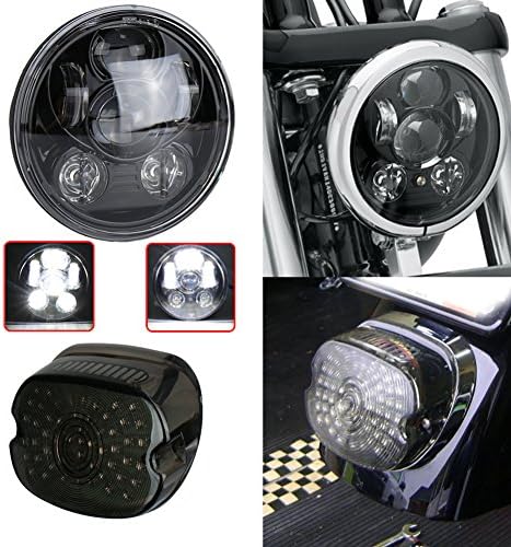 MOVOTOR 5.75 Daymaker Led Headlight High Low Beam with Low Profile Smoked Tail Light with Brake Turn Signal for Harley Dyna Sportster