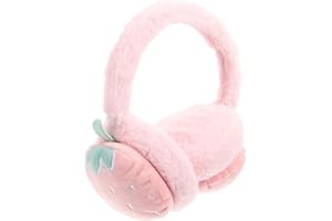 Adorainbow Winter Plush Earmuffs for Women, Strawberry Embroidered Cute Ear Warmers, Outdoor Soft Ear