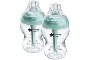 Tommee Tippee Advanced Anti-Colic 9 oz BPA Free Baby Bottles, Newborn 0+ Months, Slow Flow Breast-Like Nipple, Unique Design 