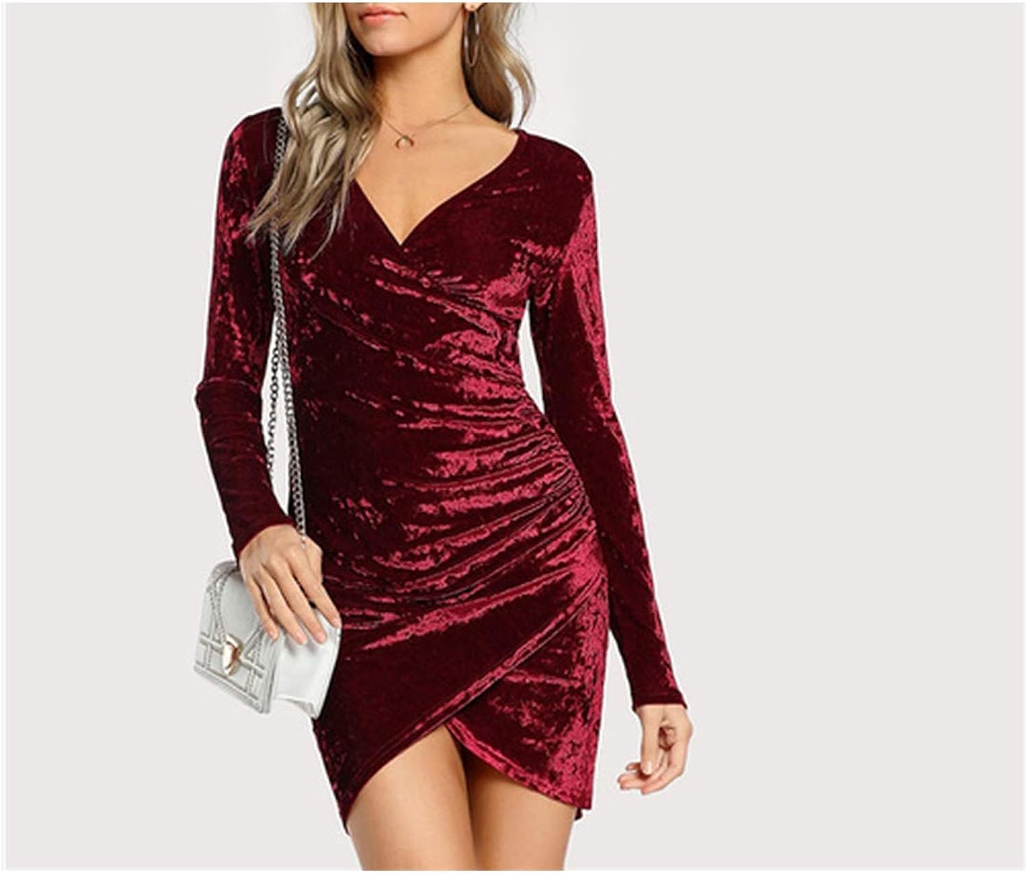 burgundy crushed velvet dress
