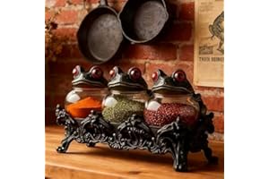 3pack Witch Frog Apothecary Spice Jars, 2026 New Unique Vintage Jars with Frog Lids, Kitchen Gothic Food Storage Containers, 