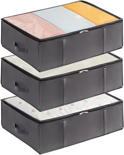 Lifewit 3 Pack 40L Under Bed Storage Bins with Lid Grey