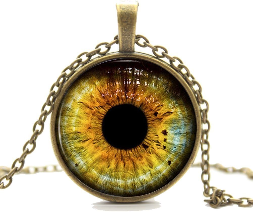 Taylor9005 Wolf Eye Necklace Pendant - Bronze Wild Wolves Animal Jewelry Art