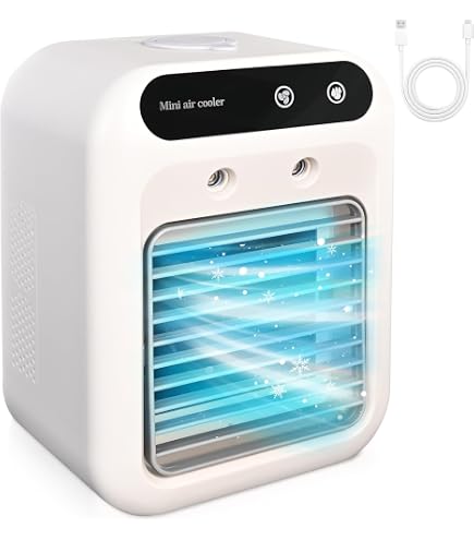 Aire Acondicionado Portátil Mini - 3 En 1: Ventilador, Humidificador Y Luz Nocturna - 6 Velocidades, Temporizador, USB