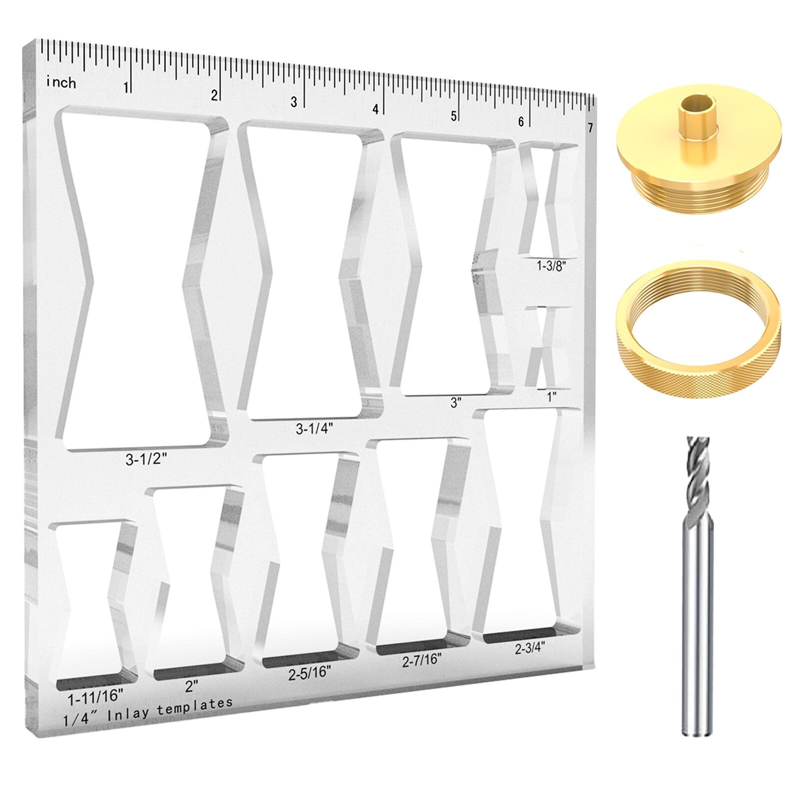 Photo 1 of 10 in 1 Router Templates for Woodworking, Butterfly Jig Bowtie Inlay Template, with 1/4 inch Router Bushing Guide Template Liner and nut,1/4" Router Bits for Wood ?
