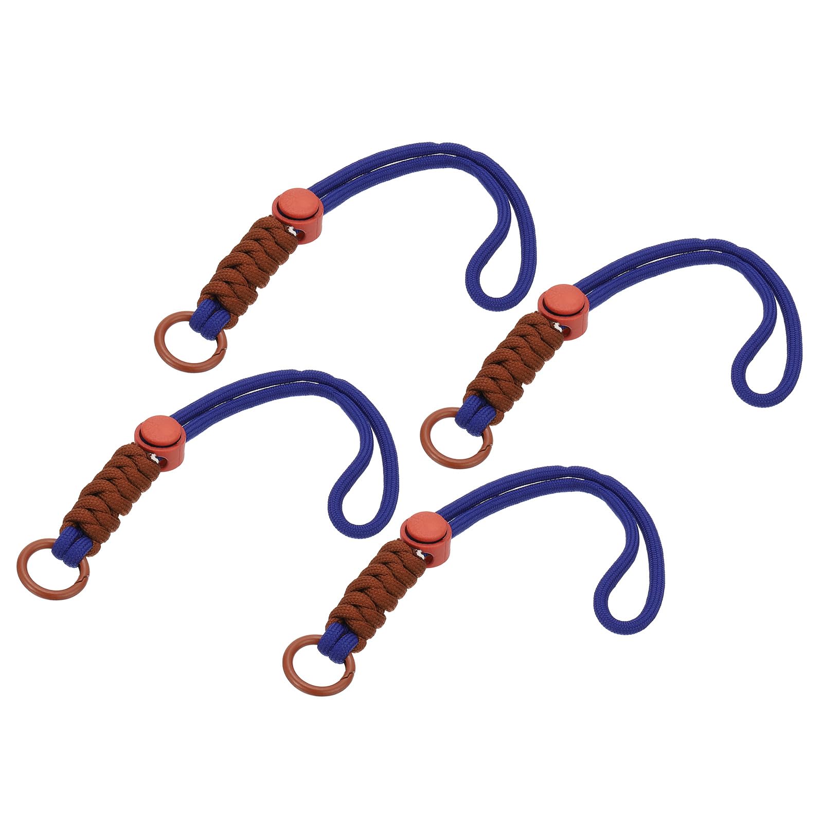 PATIKIL Paracord Lanyard Keychain, 4Pcs Cell Phone Keychain Rope Wrist Lanyards Braided Strap with Spring Ring for Hanging Key, Dark Blue, Orange
