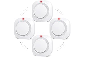 DELLER Smoke Detector, Battery Operated Smoke Alarm with Photoelectric Technology, UL Listed Fire Alarms Smoke Detectors with LED Indicator and Test Button (4 Pack)
