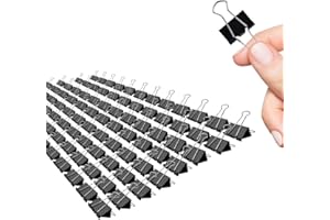 MAKANU Small Binder Clips, 96 Pack, 3/4 Inch, Standard 19mm, Black, Capacity 0.31 Inch, Fold Clamp, Paper Clips, Office Clips, School & Home Use