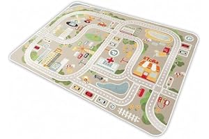 Kid Rug Carpet Playmat for Toy Cars and Train，Play Area Rug with Rubber Backing，Fun Throw Rug，Ideal Gift for Children Baby Be