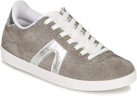 ladies grey leather trainers