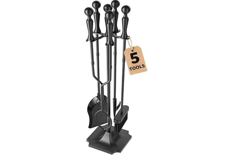 AMAGABELI Garden & Home 5-Piece 31-Inch Fireplace Tool Set