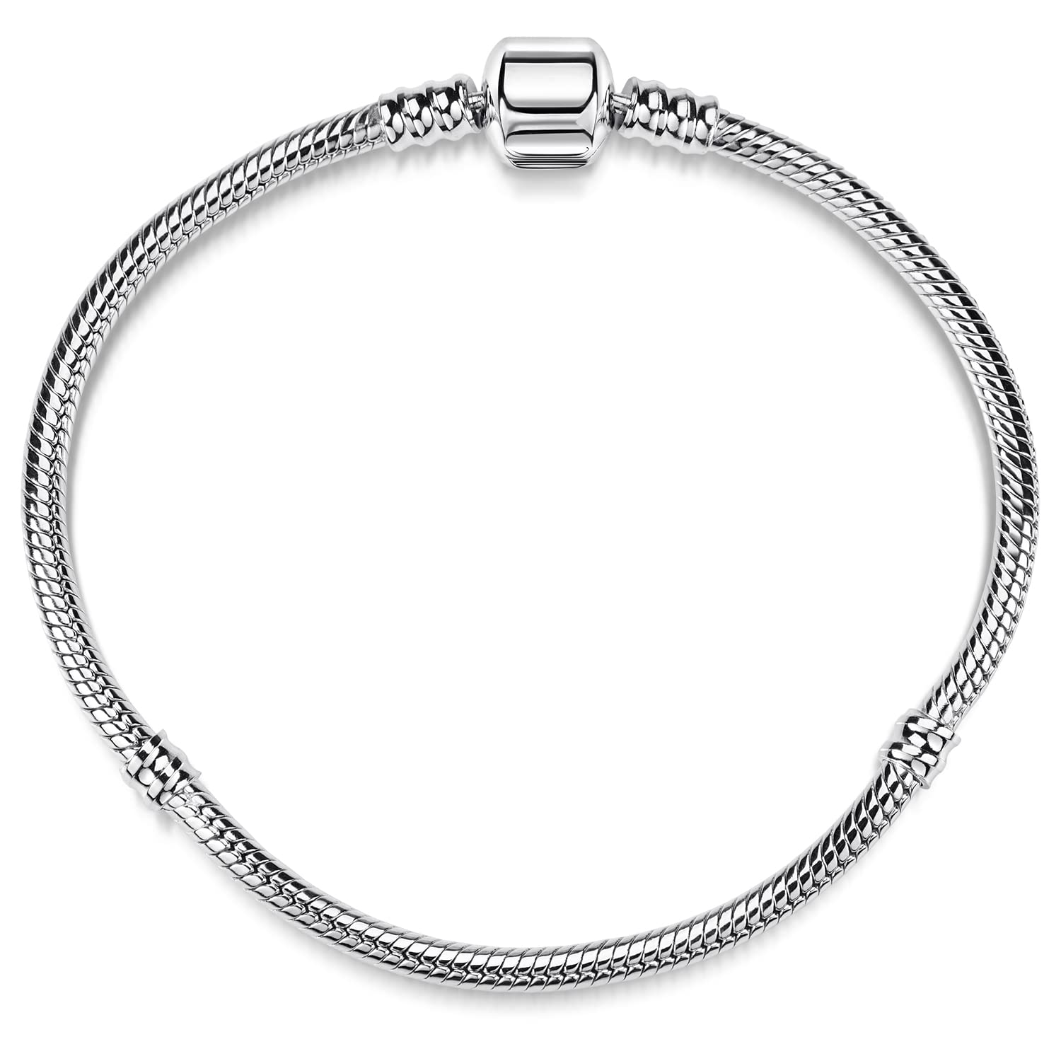 MATERIA Sterling Silver Bracelet 3 mm With Clip Clasp and Screw Thread Available in 7-9 inch + Gift Box #SA-8