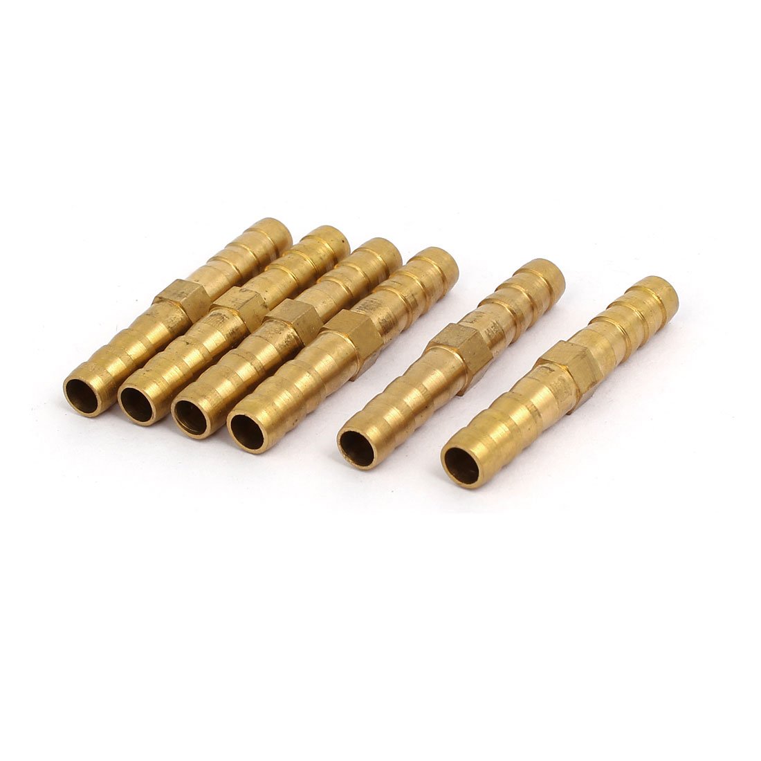 Sourcingmap 6mm Dia Air Straight Hose Pipe Barb Coupler Connector Brass Tone 6pcs