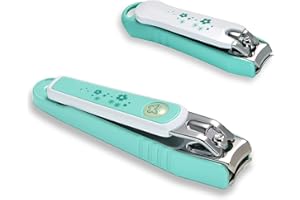 PAFASON Ultra Sharp Stainless Steel Nail Clipper Trimmer Cutter Set with Built-in Nail Catcher & Nail File 2 Pack Fingernail & Toenail Clippers for Men & Women