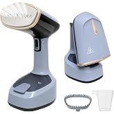 Foldable Travel Steamer for Clothes, 1200W Fast Heat-Up, Blue | Folds flat for carry-ons, fast heat-up, leak-proof pivot head, for hotels, business trips, home use