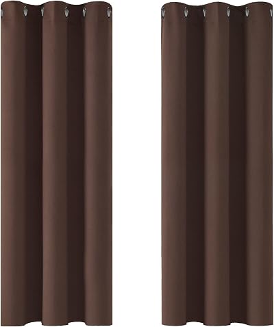 Deconovo Eyelet Blackout Curtains Thermal Insulated Chocolate 42 x 54 in 2