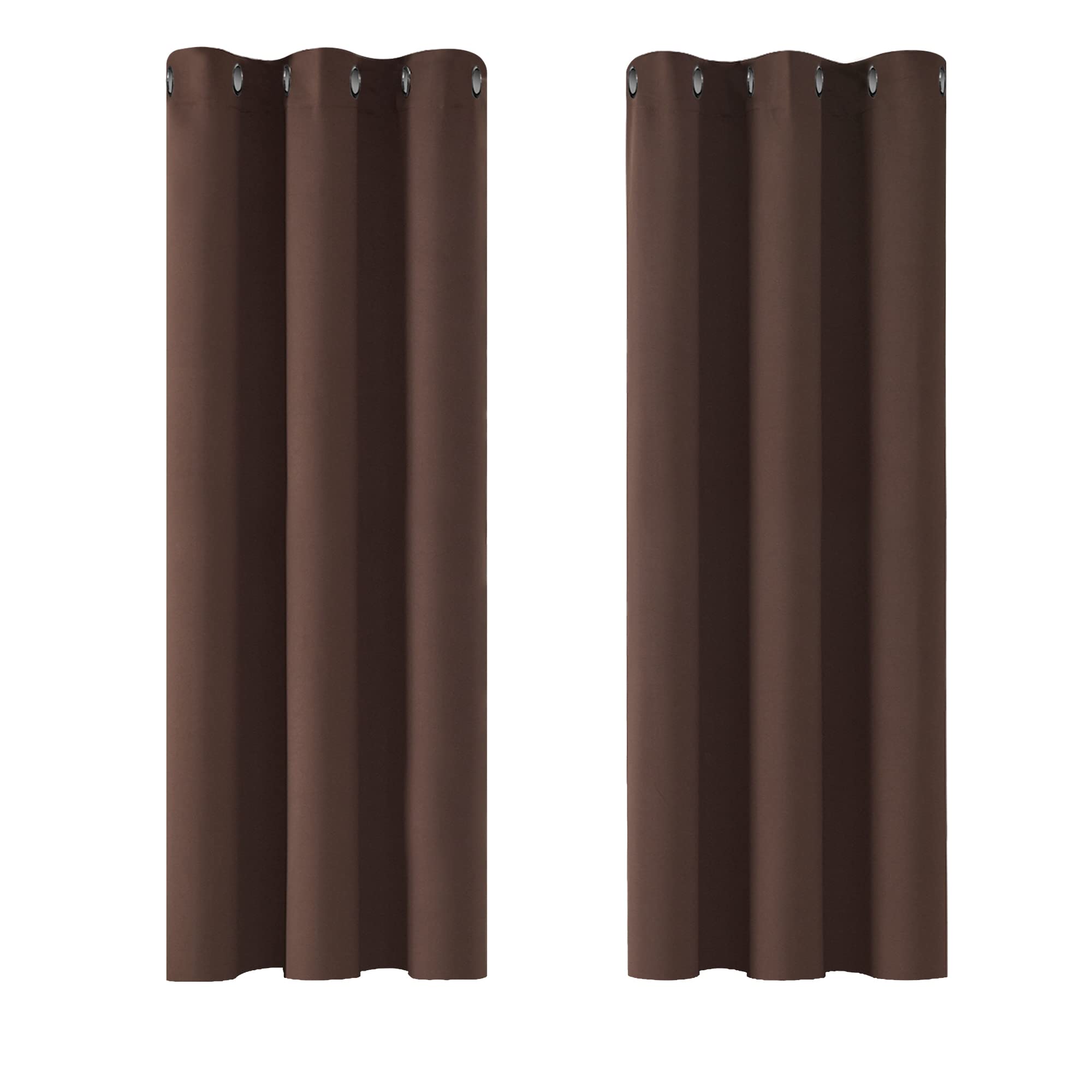 Deconovo Eyelet Blackout Curtains Thermal Insulated Curtains for Kitchen Chocolate 42 x 54 Inch 2 Panels