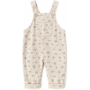 Korago Baby Girl Floral Overalls Corduroy Texture Suspender Pants Jumpsuit