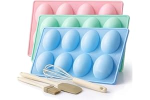 3 Pack Easter Egg Silicone Mold for Baking, 24 Cavity Food-Grade Chocolate Molds, Non-Stick Egg Shaped Easter Freezer Molds, 