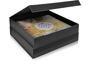 HARHANA 12x12 Scrapbook Storage Box for Scrapbooks, Papers and Supplies, Odor Free, Solid Black, 2 PCS 2 Pack