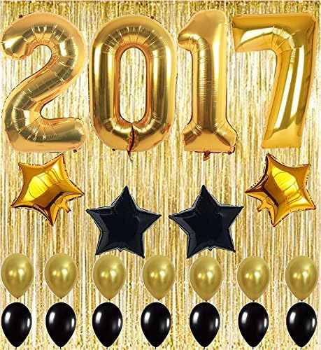 FindFun Birthday Balloons Banner Decorations Gold Foil Latex Metallic Fringe Curtains For 21st 70th Birthday Party Supplies Ornaments