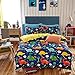 Eikei Home Dinosaurs Bedding Children Boys or Girls Fun Dinos Twin Full Toddler Colorful Duvet Cover and Sheet Set Bright Multicolored Green Blue Orange Yellow (Full)