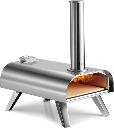 VonHaus Pizza Oven Outdoor Tabletop Stainless Steel Pellet Fueled 12" Stone