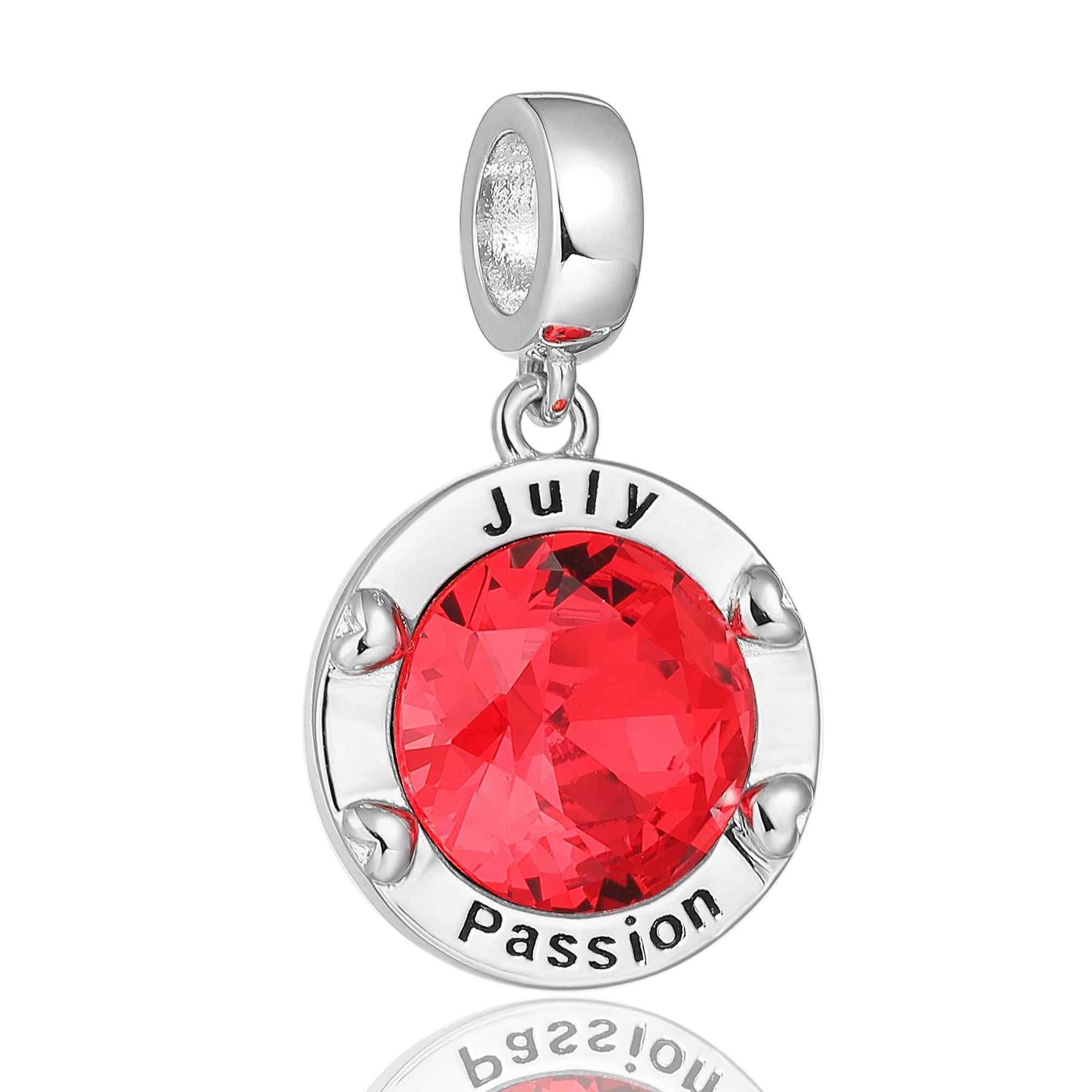 July Birthstone Charms for Women Bracelets Red Round Charm fit Pandora Bracelets Jewellery Gifts for Women Girls