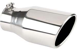 4 Inch Inlet Chrome Exhaust Tip, 4" x 6" x 12" Clamp On Design Universal Stainless Steel Diesel Exhaust Tailpipe Tip.