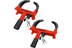 YATOINTO Universal Wheel Lock,2 Pack Heavy Duty Trailer Lock,Security Anti Theft Wheel Lock,Adjustable Max 11.4" Tire Width for Trailer Boot,Car Boot,Golf Cart,RV,Boat with 6 Keys Alike(Red-Black)