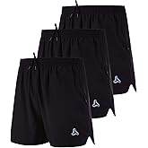 SILKWORLD Men's Running Stretch Quick Dry Shorts with Zipper Pockets(Pack of 2,3)