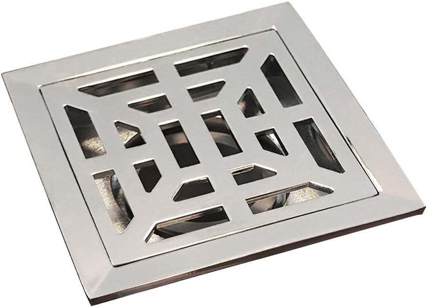 QIERAO Square Shower Floor Drain, Shower Floor Drain with Removable Cover, Chrome 304 Stainless Steel