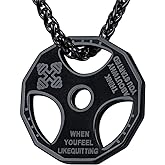 U7 Men Women Fitness Dumbbell Necklace Stainless Steel Weight Plate Barbell Chain Pendant Necklace,Chain 22"+2" Extender, with Gift Box