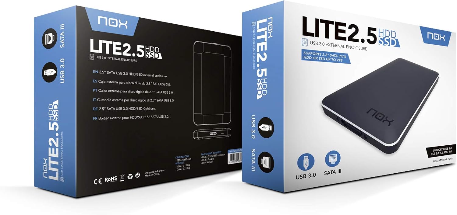 Nox Lite 2.5 - Caja externa para disco duro SATA, color negro: Amazon.es: Informática