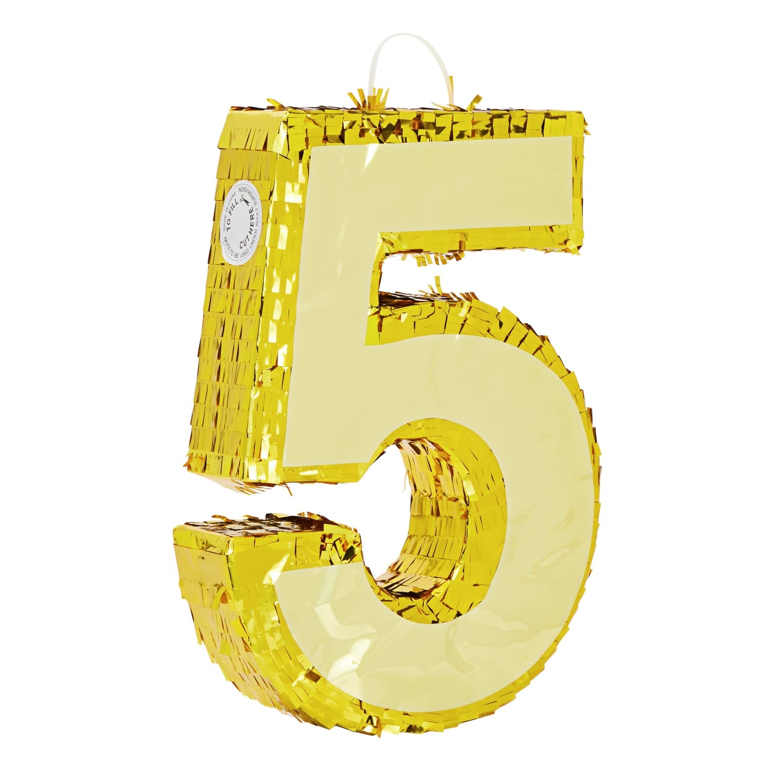 Photo 1 of **MAJOR DAMAGE**
Gold Foil Number 5 Pinata - Pinatas for Birthday Party Table Centerpiece & Game - Easy-Fill Design & 5th Birthday Decorations - Gold, Paper, Small, 15.5 x 10.5 x 3 in