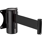 DuraSteel Wall Mount Crowd Control Retractable Belt Barrier - 9.2 Ft Black Retractables Barrier Belt, Crowd Control Barriers Do Not Enter Line Dividers for Crowds NOT Stanchions with Retractable Belts