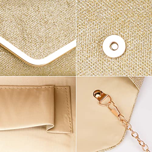 Larcenciel Women's Bag, Shiny Evening Party Clutch Bags with Detachable Chain for Party, Wedding, Banquet, Holiday