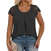 DOLNINE Womens Plus Size Summer Tops Pleated Lace Sleeveless Shirts Casual Crewneck Loose Tunic Business Dressy Blouses