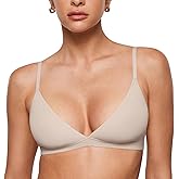 INLYRIC Women's Inbarely Triangle Bralette Plunge Unlined Seamless Bra No Underwire Sexy Comfortable Everyday