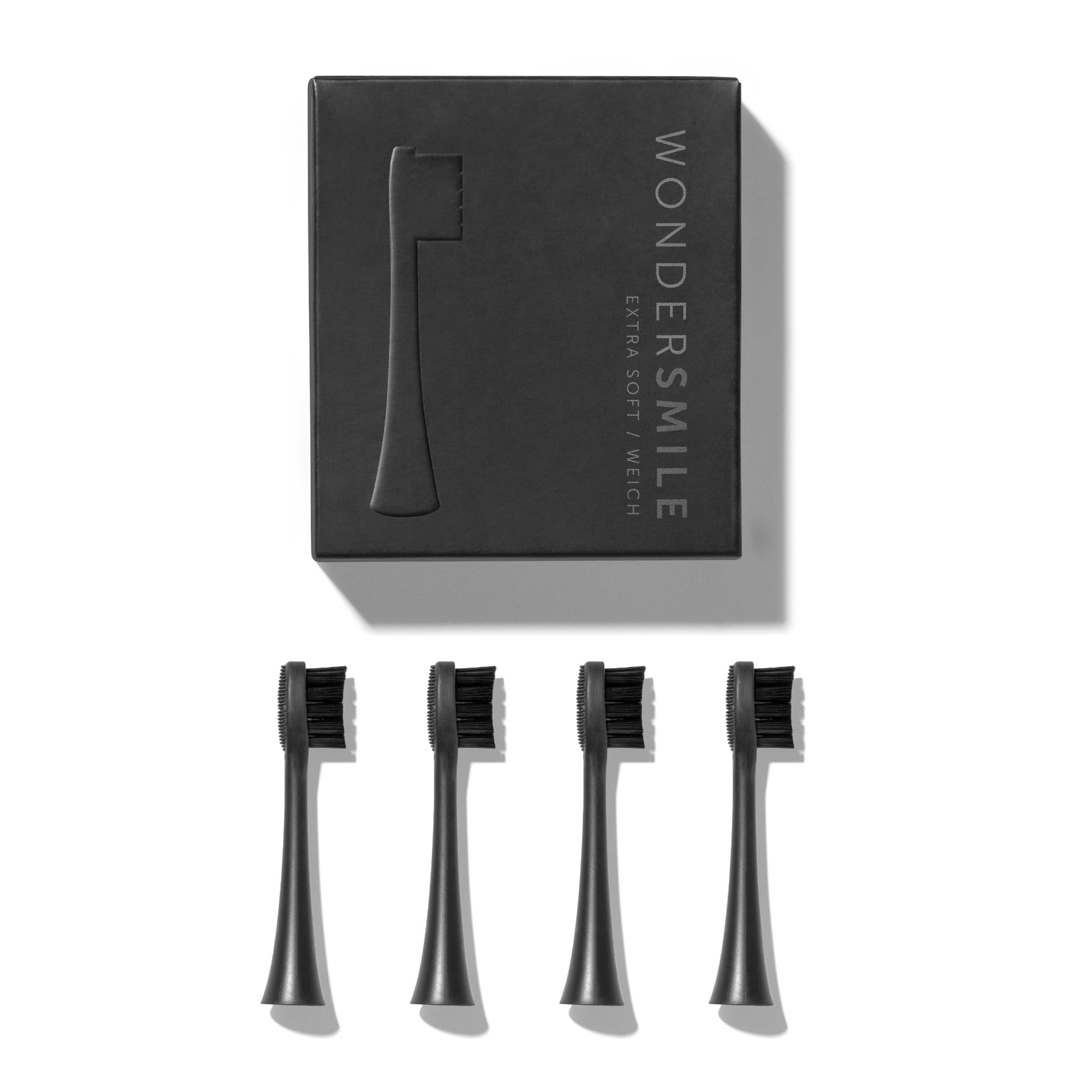 Wondersmile Replacement Brushes Sonic Toothbrush (Soft, Ultimate Black, Pack of 4) - Brush Heads for Wondersmile Sonic Toothbrush
