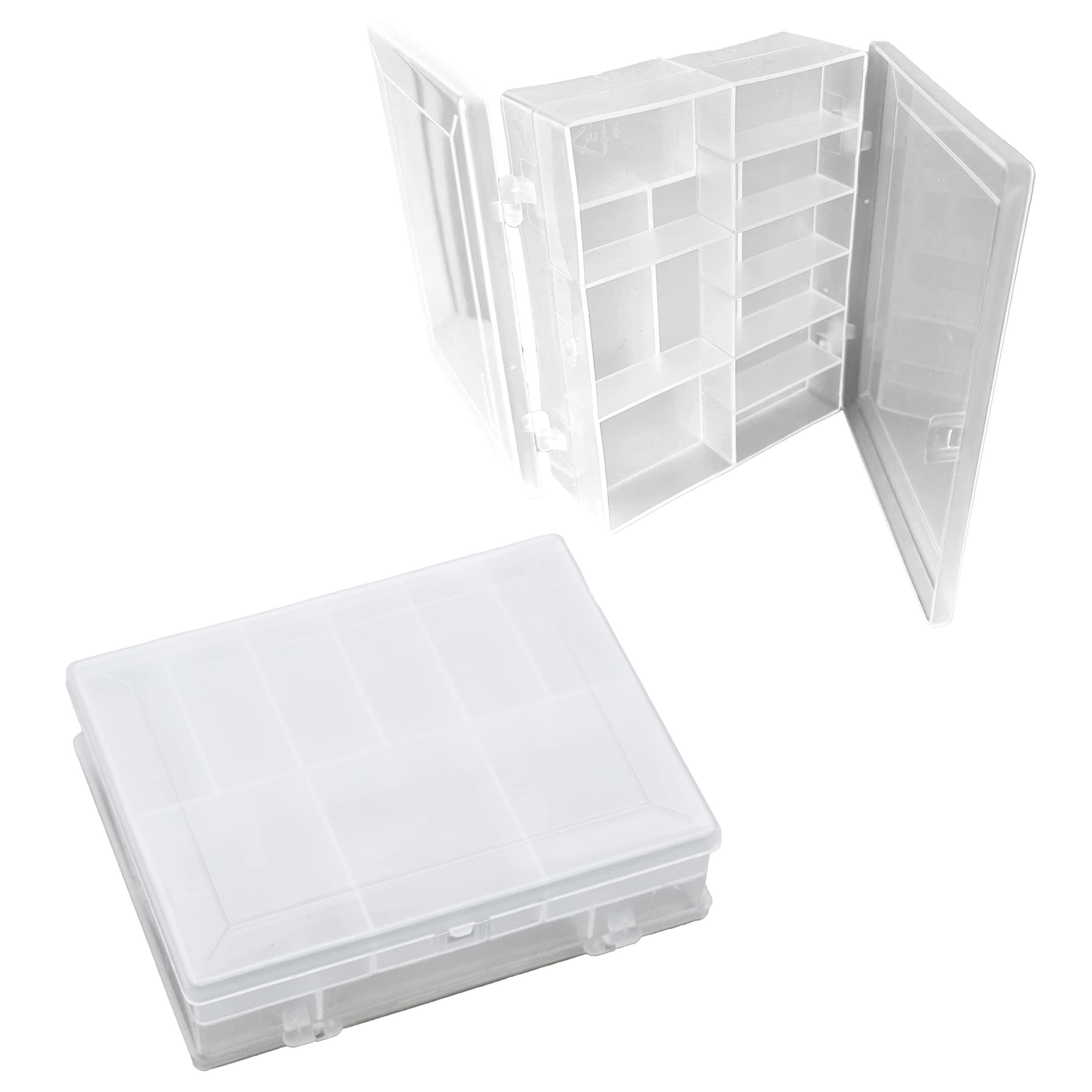 SHC Web 2 x Small Double Sided 16 Compartment Box - Fishing Tackle/Bait/Lure/Art/Craft/Stationery/Beading/DIY Accessories