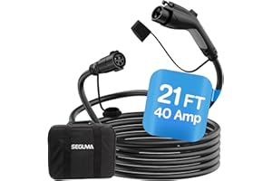 SEGUMA EV Charger Extension Cable, 21ft 40Amp J1772 Extension Cable Compatible with 110V-240V SAE J1772 EV Chargers, Suitable for J1772 EVs/PHEVs, Level 1/ Level 2 IP66 Car Charger Extension Cord with Bag