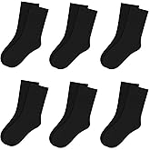 Kids Thin Crew Socks Viscose Bamboo Colorful Breathable Socks for Boy Girl Funny Solid Dress School Uniform 6 Pairs