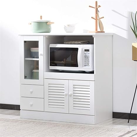 Amazon ドア付き収納棚 電子レンジコーヒーメーカーユーティリティ内閣ビュッフェアクセント玄関バーストレージ表リビングダイニングルーム 食器棚 Color White Size 85x42x85cm 食器棚 オンライン通販